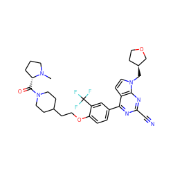 CN1CCC[C@H]1C(=O)N1CCC(CCOc2ccc(-c3nc(C#N)nc4c3ccn4C[C@H]3CCOC3)cc2C(F)(F)F)CC1 ZINC001772642832