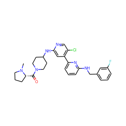 CN1CCC[C@H]1C(=O)N1CCC(Nc2cc(-c3cccc(NCc4cccc(F)c4)n3)c(Cl)cn2)CC1 ZINC000169703684