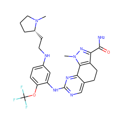 CN1CCC[C@H]1CCNc1ccc(OC(F)(F)F)c(Nc2ncc3c(n2)-c2c(c(C(N)=O)nn2C)CC3)c1 ZINC000064526298