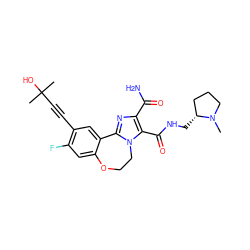 CN1CCC[C@H]1CNC(=O)c1c(C(N)=O)nc2n1CCOc1cc(F)c(C#CC(C)(C)O)cc1-2 ZINC000205802243