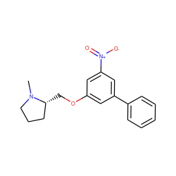 CN1CCC[C@H]1COc1cc(-c2ccccc2)cc([N+](=O)[O-])c1 ZINC001772618858