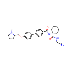 CN1CCC[C@H]1COc1ccc(-c2ccc(C(=O)NC3(C(=O)NCC#N)CCCCC3)cc2)cc1 ZINC000013676356