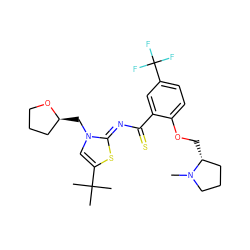 CN1CCC[C@H]1COc1ccc(C(F)(F)F)cc1C(=S)/N=c1\sc(C(C)(C)C)cn1C[C@H]1CCCO1 ZINC000139667795