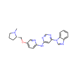 CN1CCC[C@H]1COc1ccc(Nc2cc(-n3cnc4ccccc43)ncn2)nc1 ZINC001772629395