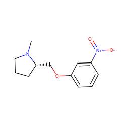 CN1CCC[C@H]1COc1cccc([N+](=O)[O-])c1 ZINC000034483341