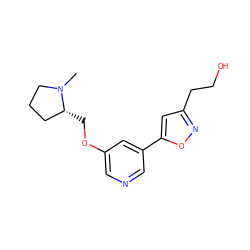 CN1CCC[C@H]1COc1cncc(-c2cc(CCO)no2)c1 ZINC000095575827