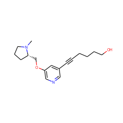 CN1CCC[C@H]1COc1cncc(C#CCCCCO)c1 ZINC000013611489