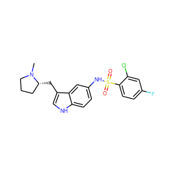 CN1CCC[C@H]1Cc1c[nH]c2ccc(NS(=O)(=O)c3ccc(F)cc3Cl)cc12 ZINC000013607602