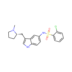 CN1CCC[C@H]1Cc1c[nH]c2ccc(NS(=O)(=O)c3ccccc3Cl)cc12 ZINC000013607556