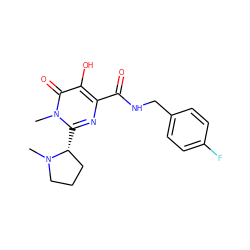 CN1CCC[C@H]1c1nc(C(=O)NCc2ccc(F)cc2)c(O)c(=O)n1C ZINC000014979176