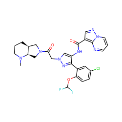 CN1CCC[C@H]2CN(C(=O)Cn3cc(NC(=O)c4cnn5cccnc45)c(-c4cc(Cl)ccc4OC(F)F)n3)C[C@H]21 ZINC001772611127