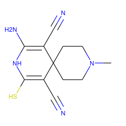 CN1CCC2(CC1)C(C#N)=C(N)NC(S)=C2C#N ZINC000001079247