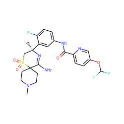 CN1CCC2(CC1)C(N)=N[C@](C)(c1cc(NC(=O)c3ccc(OC(F)F)cn3)ccc1F)CS2(=O)=O ZINC000214139883