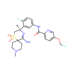 CN1CCC2(CC1)C(N)=N[C@](C)(c1cc(NC(=O)c3ccc(OCF)cn3)ccc1F)CS2(=O)=O ZINC000214139970