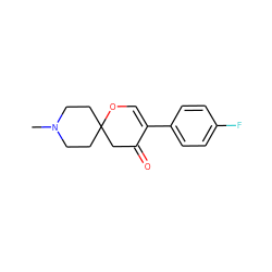 CN1CCC2(CC1)CC(=O)C(c1ccc(F)cc1)=CO2 ZINC000026296579