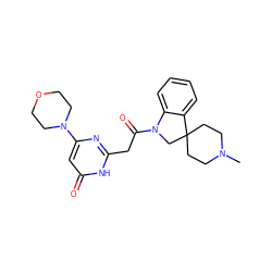 CN1CCC2(CC1)CN(C(=O)Cc1nc(N3CCOCC3)cc(=O)[nH]1)c1ccccc12 ZINC000200471743