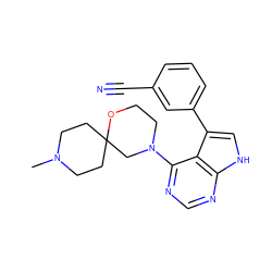 CN1CCC2(CC1)CN(c1ncnc3[nH]cc(-c4cccc(C#N)c4)c13)CCO2 ZINC000210755999