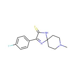 CN1CCC2(CC1)N=C(c1ccc(F)cc1)C(=S)N2 ZINC000002715863