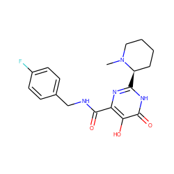 CN1CCCC[C@H]1c1nc(C(=O)NCc2ccc(F)cc2)c(O)c(=O)[nH]1 ZINC000013982530