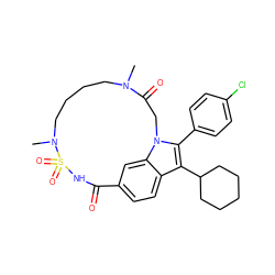 CN1CCCCN(C)S(=O)(=O)NC(=O)c2ccc3c(C4CCCCC4)c(-c4ccc(Cl)cc4)n(c3c2)CC1=O ZINC000084727666