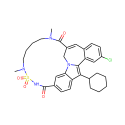 CN1CCCCN(C)S(=O)(=O)NC(=O)c2ccc3c(C4CCCCC4)c4n(c3c2)CC(=Cc2ccc(Cl)cc2-4)C1=O ZINC000084655336