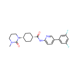 CN1CCCN([C@H]2CC[C@@H](C(=O)Nc3ccc(-c4cc(F)cc(F)c4)cn3)CC2)C1=O ZINC000261121411