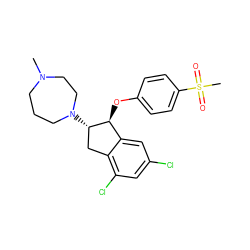 CN1CCCN([C@H]2Cc3c(Cl)cc(Cl)cc3[C@@H]2Oc2ccc(S(C)(=O)=O)cc2)CC1 ZINC000118260253