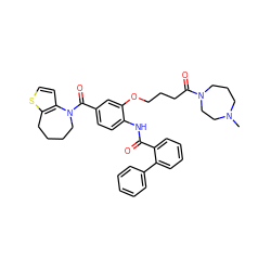 CN1CCCN(C(=O)CCCOc2cc(C(=O)N3CCCCc4sccc43)ccc2NC(=O)c2ccccc2-c2ccccc2)CC1 ZINC000028109814