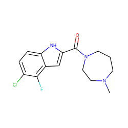 CN1CCCN(C(=O)c2cc3c(F)c(Cl)ccc3[nH]2)CC1 ZINC000084758544