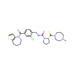 CN1CCCN(C(=S)[C@@H]2CCCN2C(=O)NCc2ccc(C(=O)N3CCCCc4sccc43)cc2Cl)CC1 ZINC000028372890