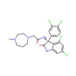 CN1CCCN(CC(=O)N[C@@]2(c3ccc(Cl)c(Cl)c3)C(=O)Nc3cc(Cl)cc(Cl)c32)CC1 ZINC000095555092