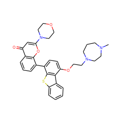 CN1CCCN(CCOc2ccc(-c3cccc4c(=O)cc(N5CCOCC5)oc34)c3sc4ccccc4c23)CC1 ZINC000101696594