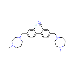 CN1CCCN(Cc2ccc(-c3ccc(CN4CCCN(C)CC4)cc3C#N)c(F)c2)CC1 ZINC000653700265