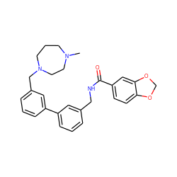 CN1CCCN(Cc2cccc(-c3cccc(CNC(=O)c4ccc5c(c4)OCO5)c3)c2)CC1 ZINC000040431171