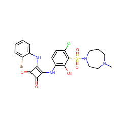 CN1CCCN(S(=O)(=O)c2c(Cl)ccc(Nc3c(Nc4ccccc4Br)c(=O)c3=O)c2O)CC1 ZINC000101113457