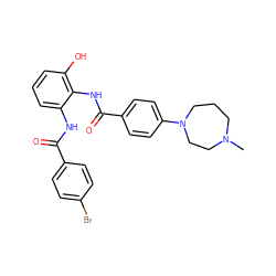 CN1CCCN(c2ccc(C(=O)Nc3c(O)cccc3NC(=O)c3ccc(Br)cc3)cc2)CC1 ZINC000073164979