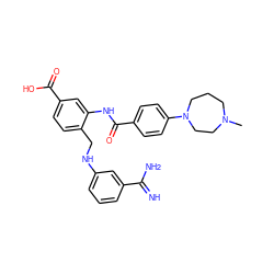 CN1CCCN(c2ccc(C(=O)Nc3cc(C(=O)O)ccc3CNc3cccc(C(=N)N)c3)cc2)CC1 ZINC000006717042