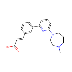 CN1CCCN(c2cccc(-c3cccc(/C=C/C(=O)O)c3)n2)CC1 ZINC000045506519