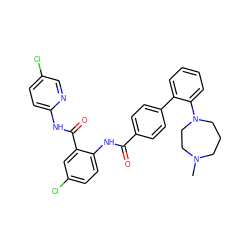 CN1CCCN(c2ccccc2-c2ccc(C(=O)Nc3ccc(Cl)cc3C(=O)Nc3ccc(Cl)cn3)cc2)CC1 ZINC000028085960