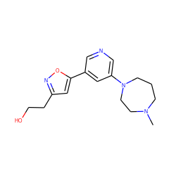 CN1CCCN(c2cncc(-c3cc(CCO)no3)c2)CC1 ZINC001772608473