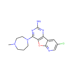 CN1CCCN(c2nc(N)nc3c2oc2ncc(Cl)cc23)CC1 ZINC000073161363