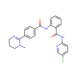 CN1CCCN=C1c1ccc(C(=O)Nc2ccccc2C(=O)Nc2ccc(Cl)cn2)cc1 ZINC000040891892