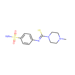 CN1CCN(/C(S)=N/c2ccc(S(N)(=O)=O)cc2)CC1 ZINC000013522284