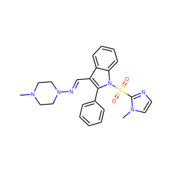 CN1CCN(/N=C/c2c(-c3ccccc3)n(S(=O)(=O)c3nccn3C)c3ccccc23)CC1 ZINC000096917782