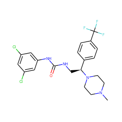 CN1CCN([C@@H](CNC(=O)Nc2cc(Cl)cc(Cl)c2)c2ccc(C(F)(F)F)cc2)CC1 ZINC000028520262