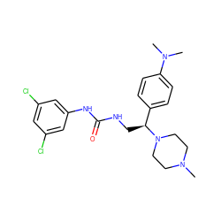 CN1CCN([C@@H](CNC(=O)Nc2cc(Cl)cc(Cl)c2)c2ccc(N(C)C)cc2)CC1 ZINC000028478127