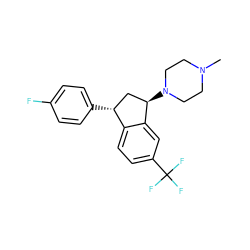 CN1CCN([C@@H]2C[C@@H](c3ccc(F)cc3)c3ccc(C(F)(F)F)cc32)CC1 ZINC000022937838