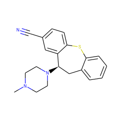 CN1CCN([C@@H]2Cc3ccccc3Sc3ccc(C#N)cc32)CC1 ZINC000022459427