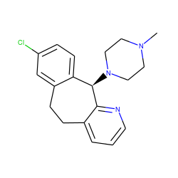 CN1CCN([C@@H]2c3ccc(Cl)cc3CCc3cccnc32)CC1 ZINC000027105150