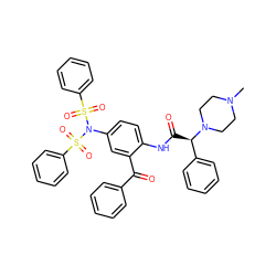 CN1CCN([C@H](C(=O)Nc2ccc(N(S(=O)(=O)c3ccccc3)S(=O)(=O)c3ccccc3)cc2C(=O)c2ccccc2)c2ccccc2)CC1 ZINC000049761937